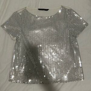White sequin top